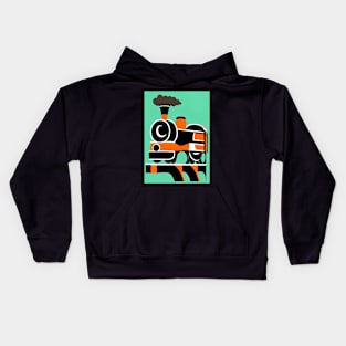 POPART COMIC STYLE GREEN AND BLACK STEAM TRAINS Kids Hoodie